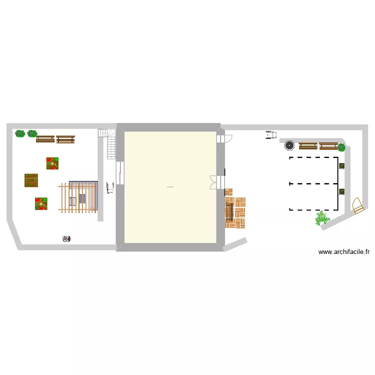 Cours avant et arri&egrave;re Maison des Potentiels. Plan de 