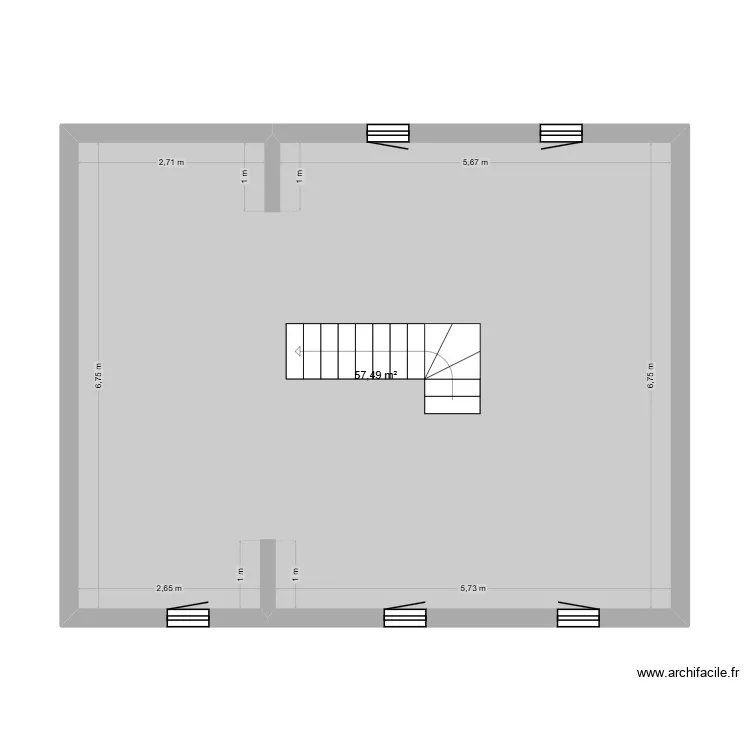 S/SOL. Plan de 1 pièce et 57 m²