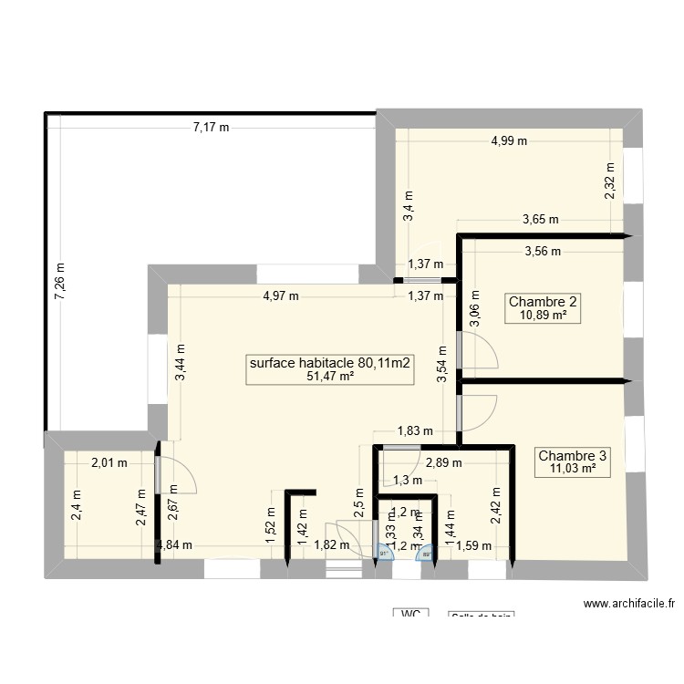 Rouffach 2. Plan de 5 pièces et 80 m2