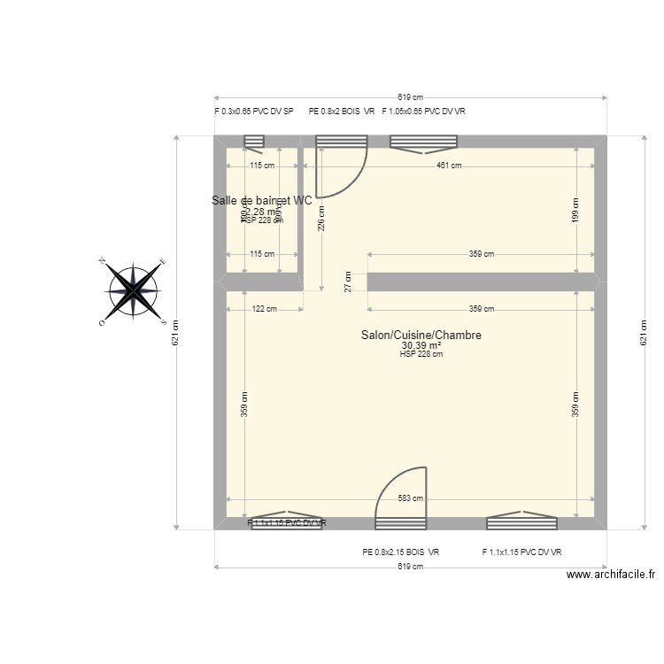 ML24007063 GEORGE. Plan de 2 pièces et 33 m2