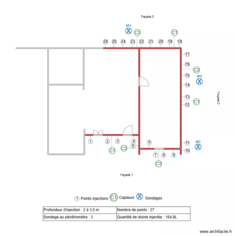 souvenir. Plan de 3 Pièces et 54 m²