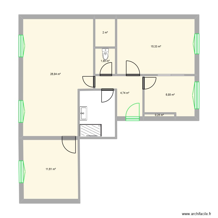 appart essey. Plan de 8 pièces et 69 m2