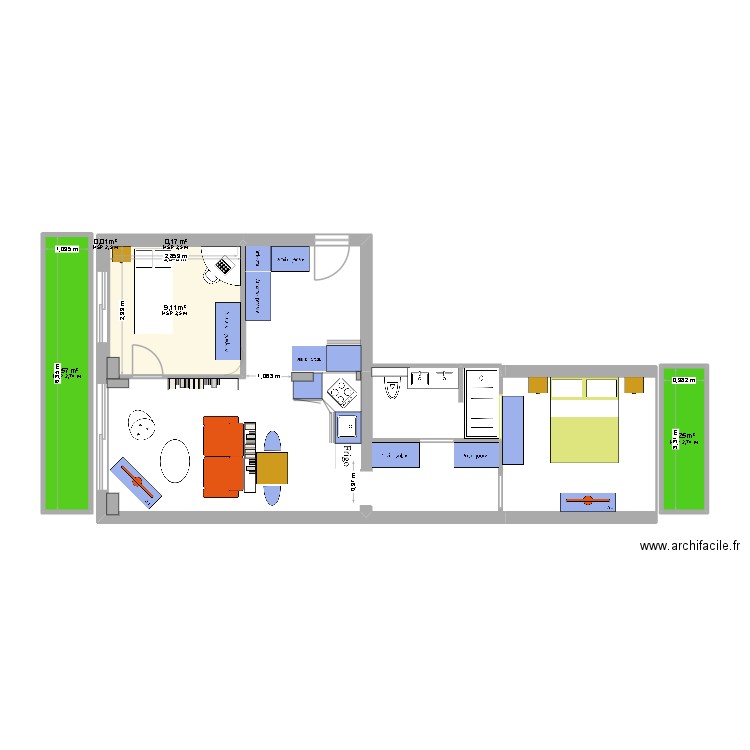 Maryse Projet T3. Plan de 5 pièces et 19 m2
