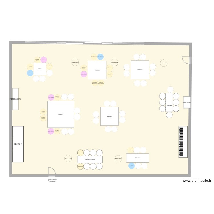 Plan de table gériatrie fête de noël 2025. Plan de 1 pièce et 285 m2