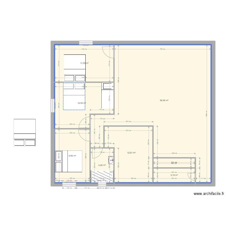 Pontacq. Plan de 8 pièces et 113 m2