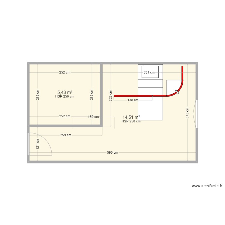 EHPAD LES CHENES VERT CH 143 ET 130. Plan de 2 pièces et 20 m2