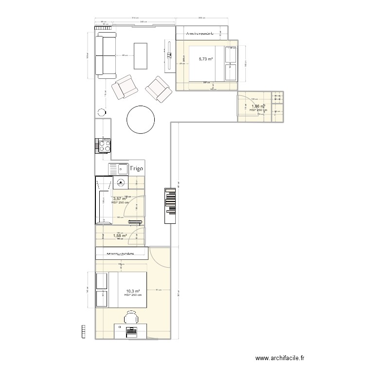 BIBICHE. Plan de 6 pièces et 23 m2