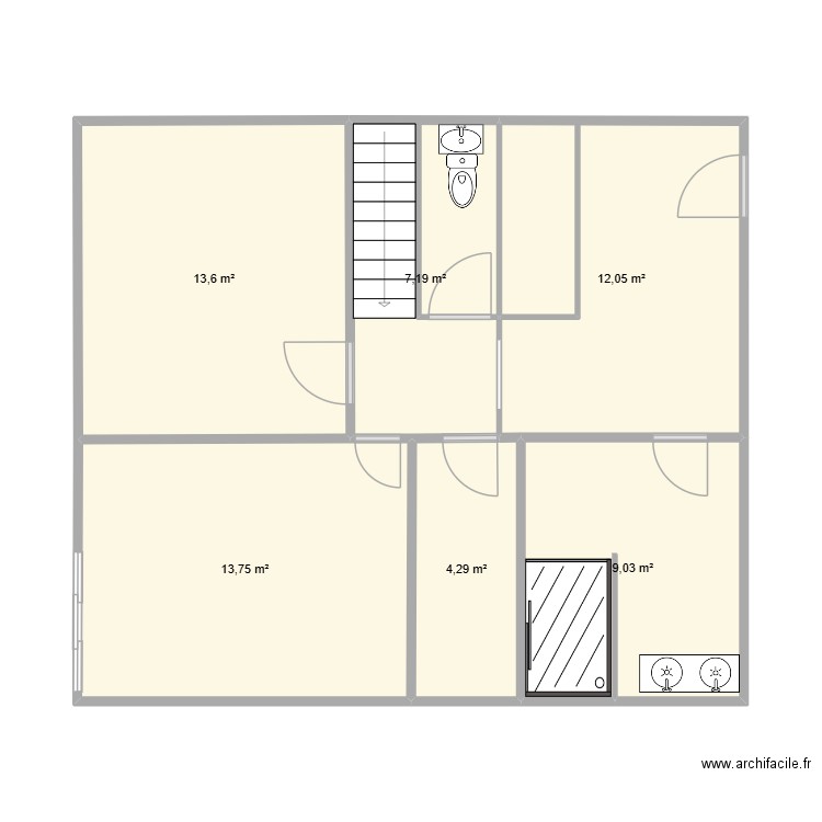 Plan 30.11. Plan de 6 pièces et 60 m2