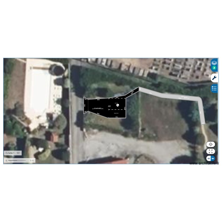 MERLET. Plan de 2 pièces et 101 m2