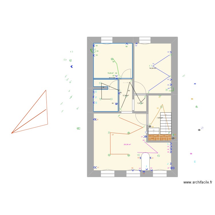 appart etage 1 électricité sans meubles ok. Plan de 0 pièce et 0 m2
