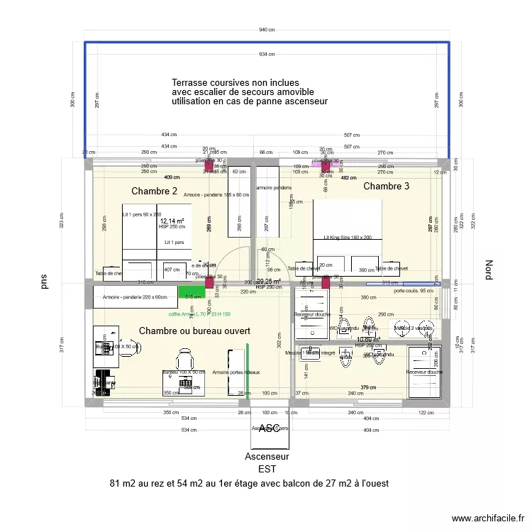 Etage surface 54m2 V5 nouveau. Plan de Etage surface 54m2 V5 nouveau. Plan de