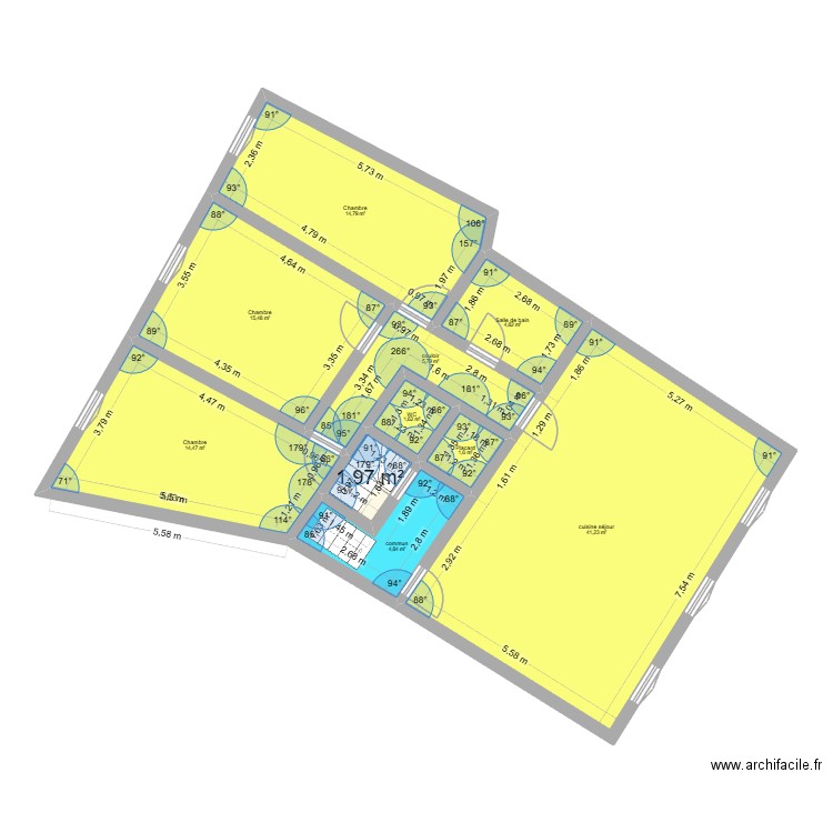 n1 projet. Plan de 10 pièces et 107 m2