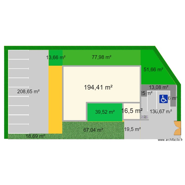 Projet cabinet kiné (plan actuel) pour modifier. Plan de 2 pièces et 211 m2