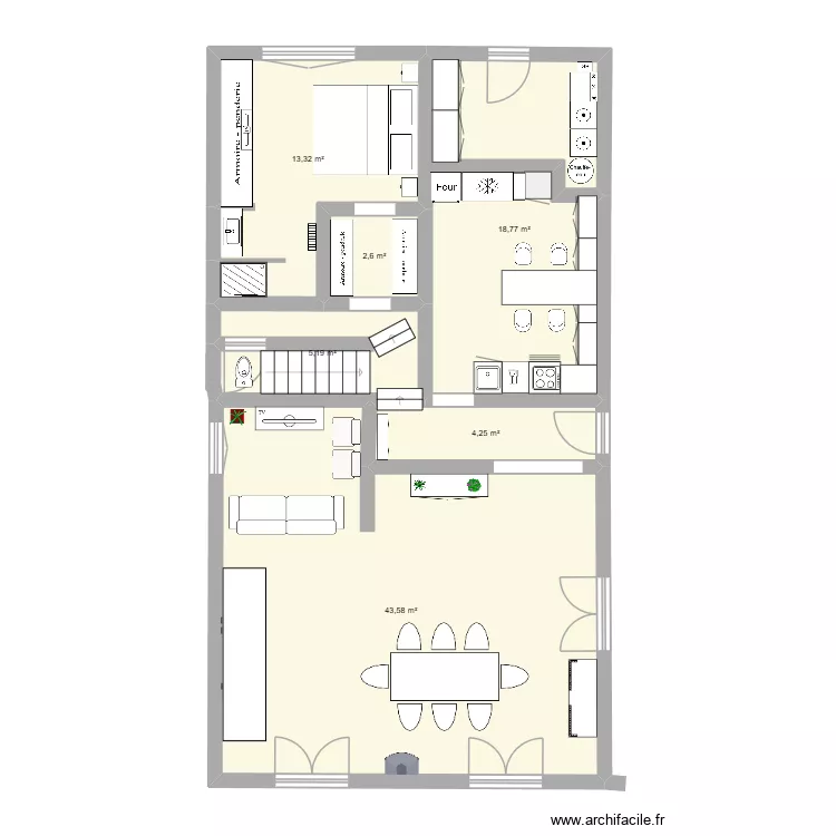 Plan Chez nous. Plan de 6  et 88 m²