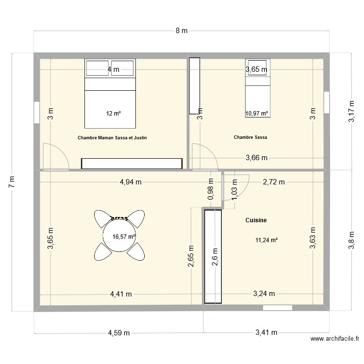 justin 1. Plan de 4 pièces et 51 m2