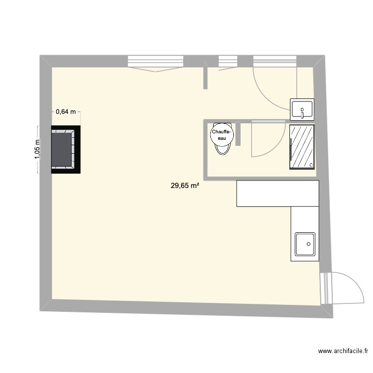 Cresson Origine. Plan de 1 pièce et 30 m2