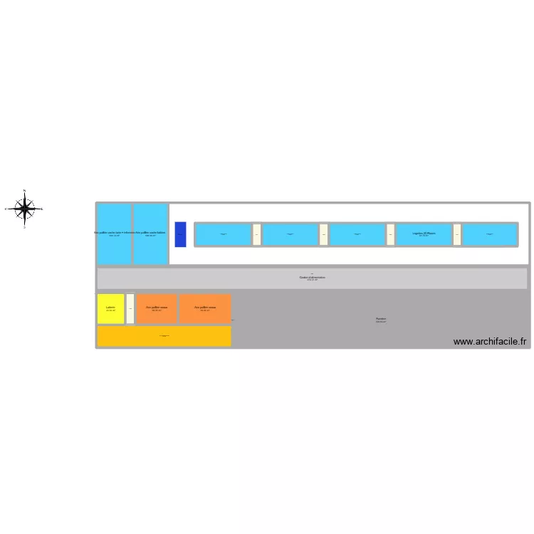 Plan batiment &eacute;l&eacute;vage. Plan de 20  et 2206 m²