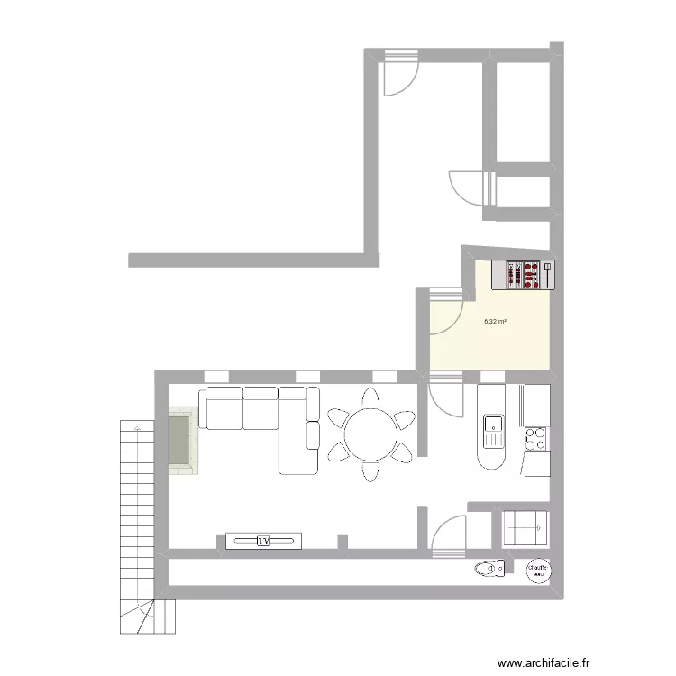 Thieu. Plan de 1  et 6 m²