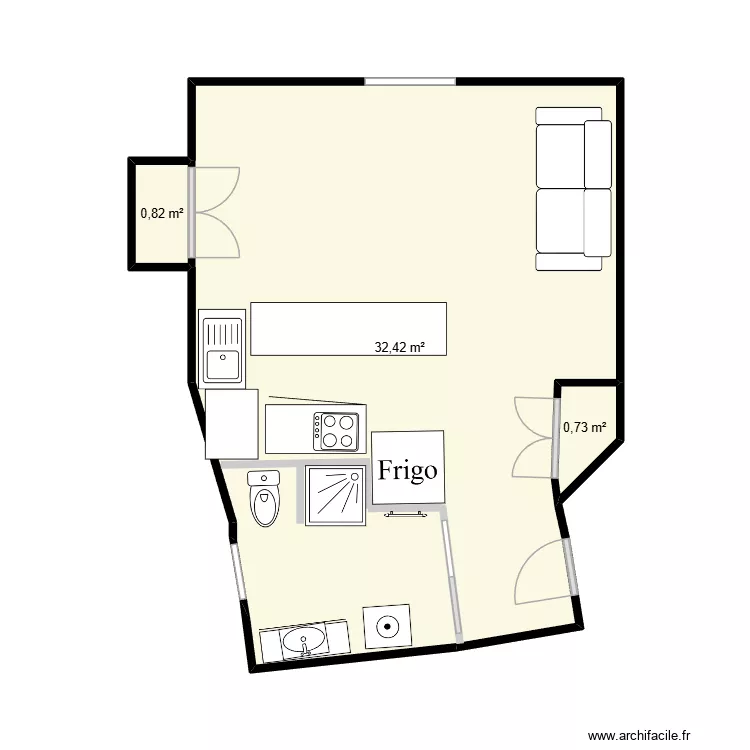 EPEE modif. Plan de 3 pièces et 34 m²