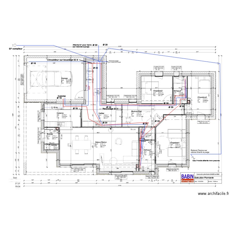 Execution plomberie BABIN la MB2. Plan de 0 pièce et 0 m2