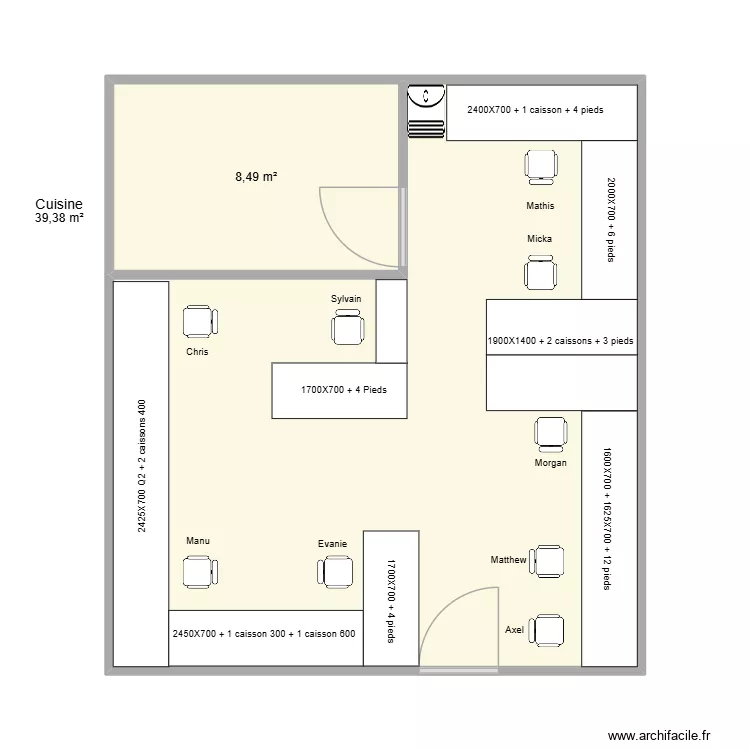 Bureau. Plan de 2 et 48 m² Bureau. Plan de 2 et 48 m²