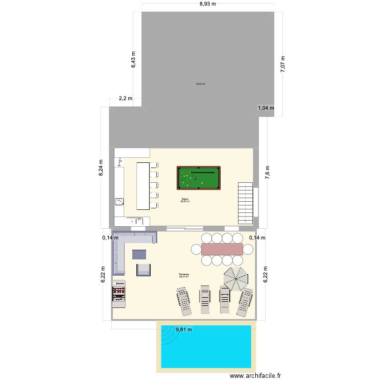 Vide-Sanitaire. Plan de 3 pièces et 184 m2