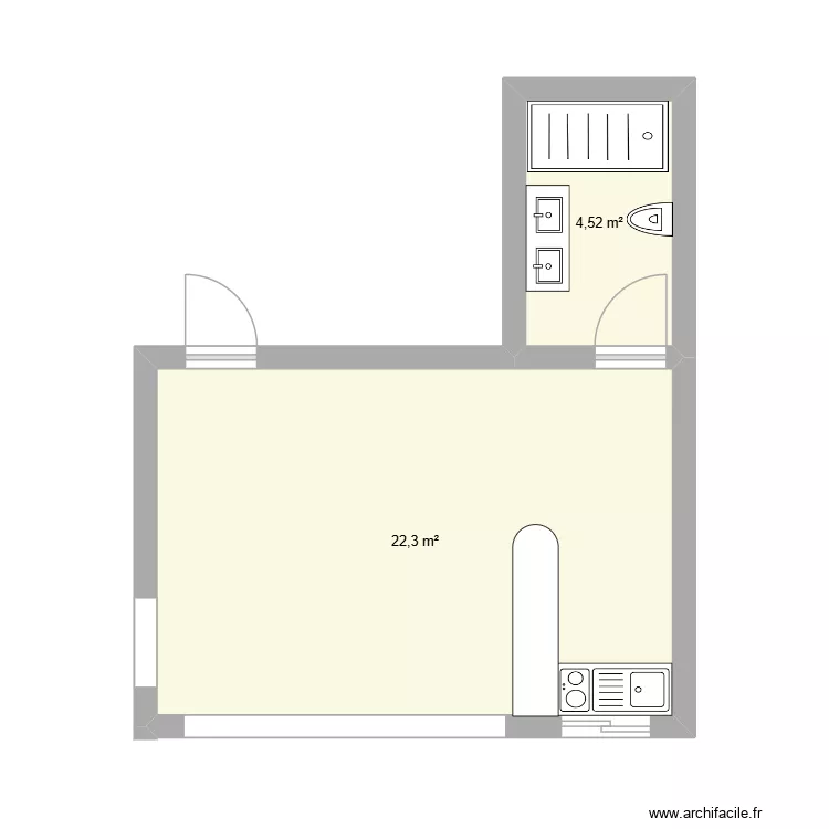 Studio Djerba. Plan de 2 et 27 m² Studio Djerba. Plan de 2 et 27 m²
