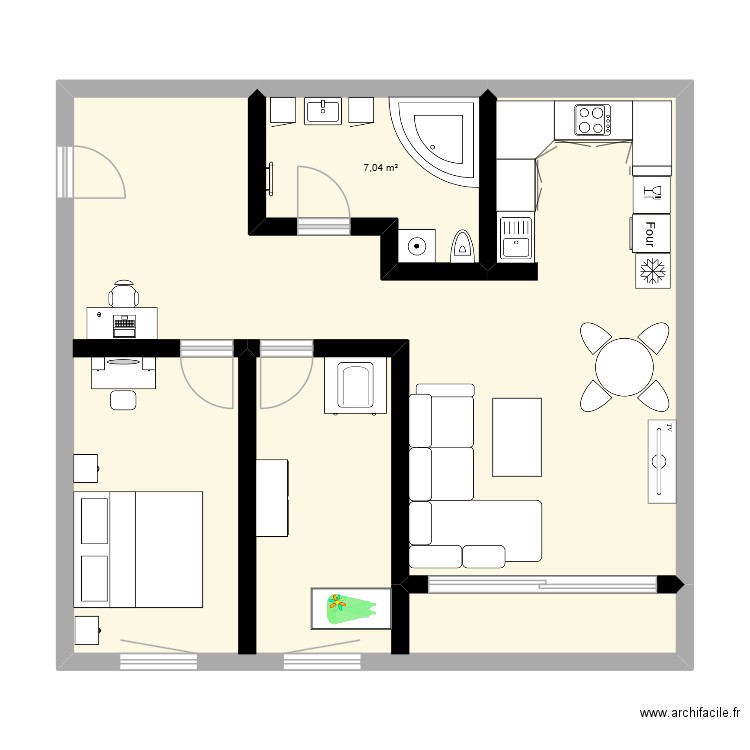 Ameublement. Plan de 2 pièces et 72 m2