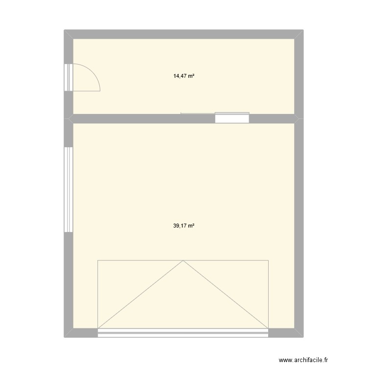 garage. Plan de 2 pièces et 54 m2