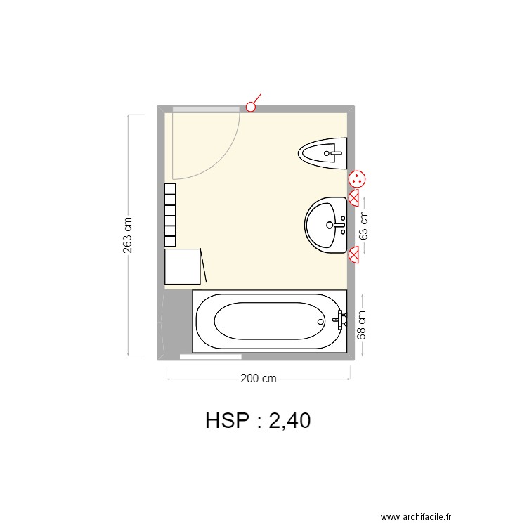 GRARD SDB EXISTANT. Plan de 1 pièce et 5 m2