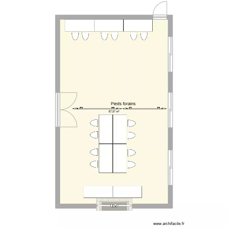Salle Risset CND. Plan de 1  et 68 m²