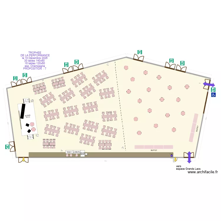 TROPHEE DE LA PERFORMANCE le 10 Décembre 2026 Tables rectangulaires esp. Champagne PROPOSITION : 7+. Plan de 1 et 584 m² TROPHEE DE LA PERFORMANCE le 10 Décembre 2026 Tables rectangulaires esp. Champagne PROPOSITION : 7+. Plan de 1 et 584 m²