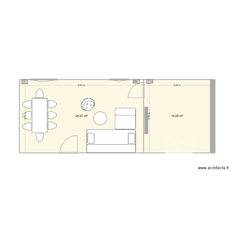 mollien. Plan de 2 pièces et 37 m2