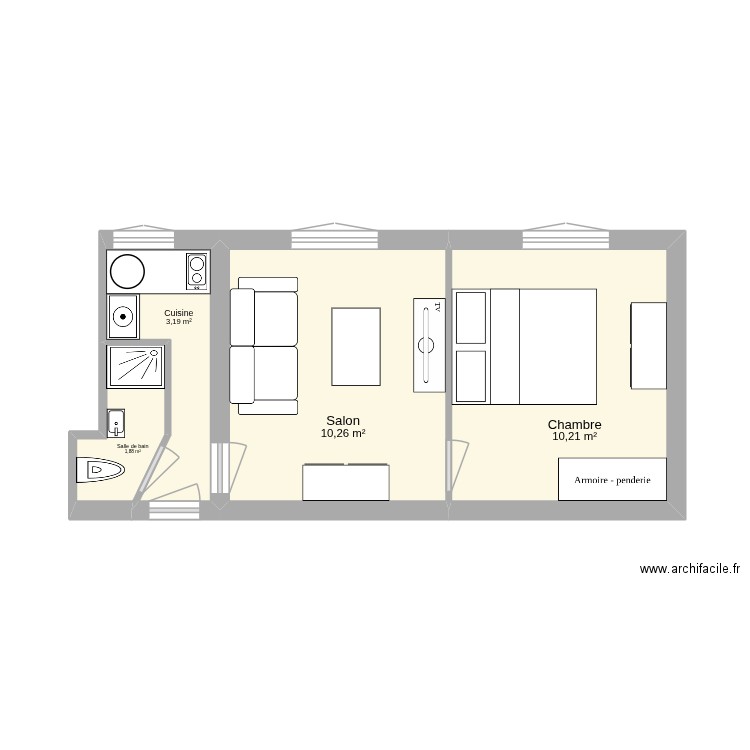 Montreuil. Plan de 4 pièces et 26 m2