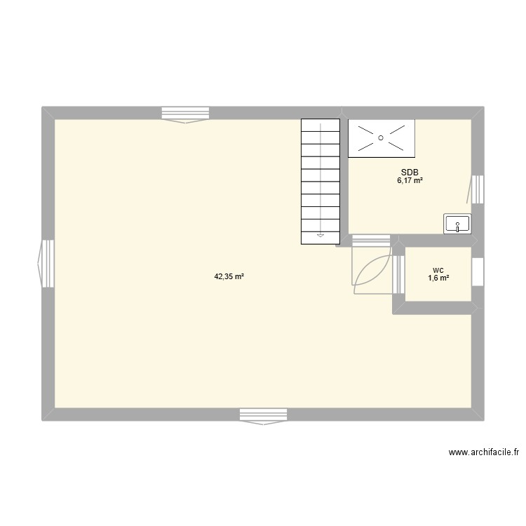 étage Néglia. Plan de 3 pièces et 50 m2