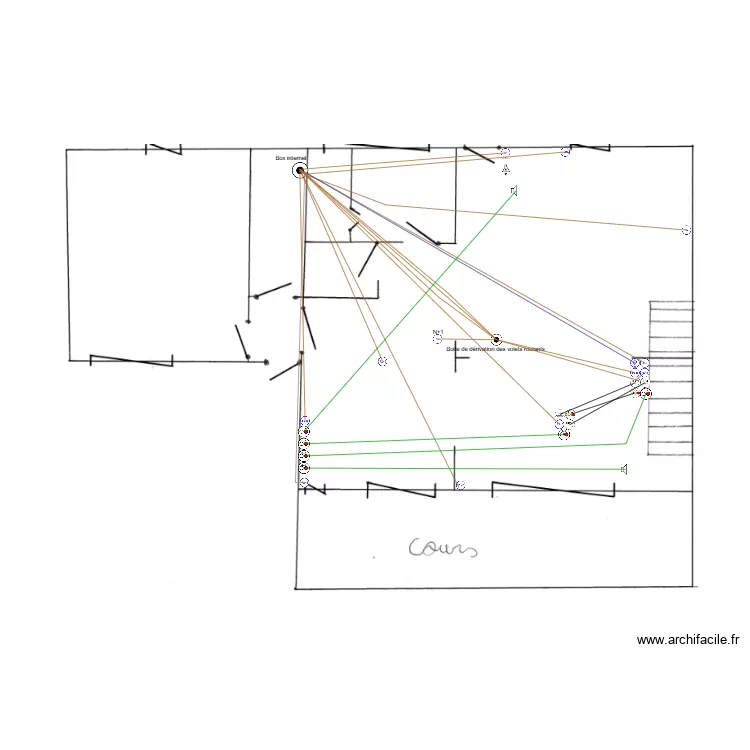 R&eacute;seau RJ45 rdc maison pouilly. Plan de 