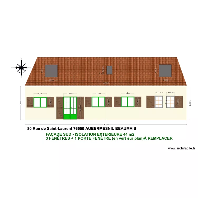 LEGOIS ALLAN FA&Ccedil;ADE PRINCIPALE SUD. Plan de 