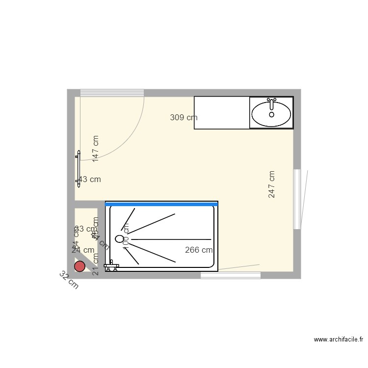 Cadamagnani. Plan de 3 pièces et 7 m2