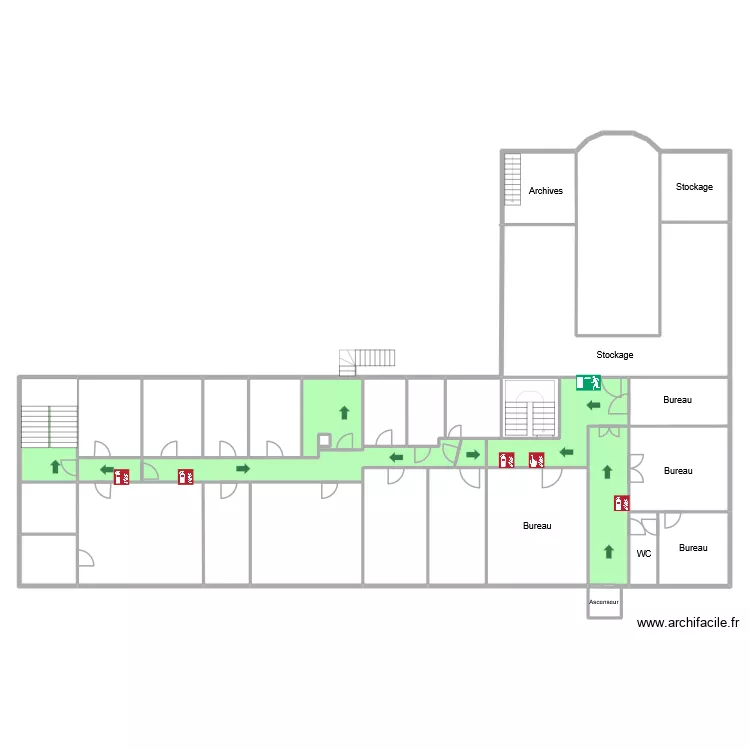 B&acirc;timent principal_1ETA_BASIQUE. Plan de 32 Pièces et 456 m²