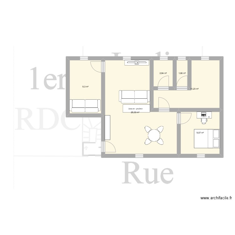 appart coiffeur sanghelios. Plan de 6 pièces et 63 m2