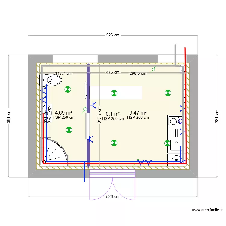 piece du bas. Plan de 