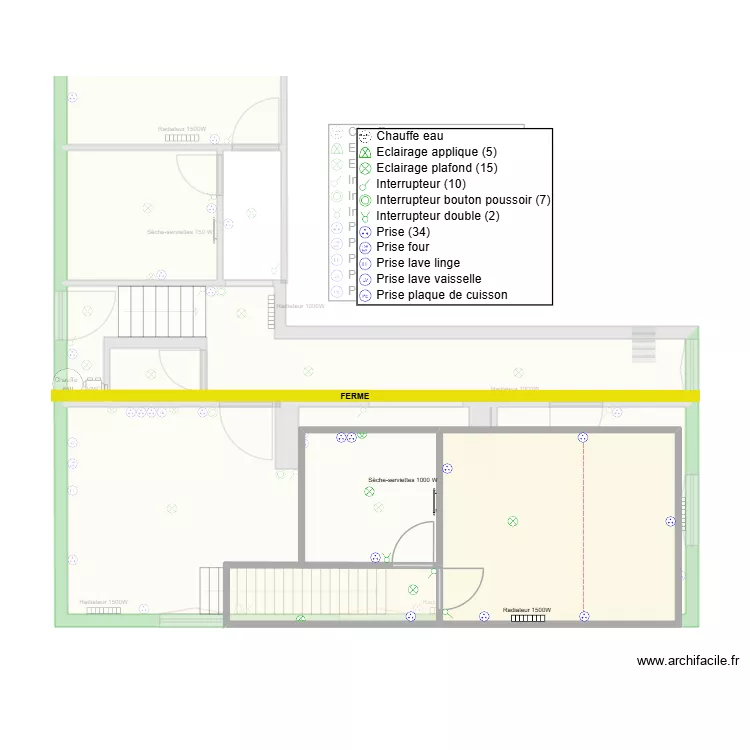 appart 1er gauche ELECT. Plan de 7  et 110 m²