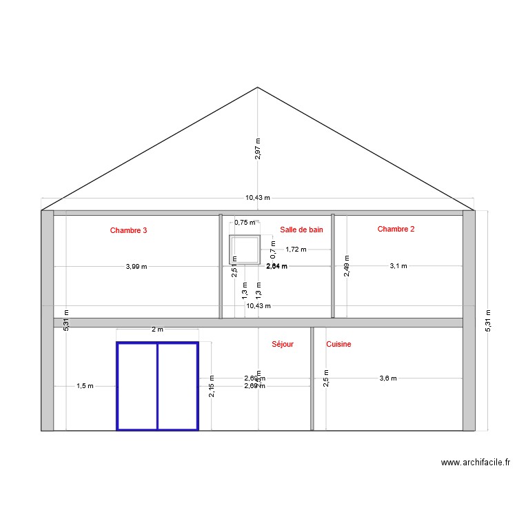 Plan Facade Ouest 2bis. Plan de 0 pièce et 0 m2
