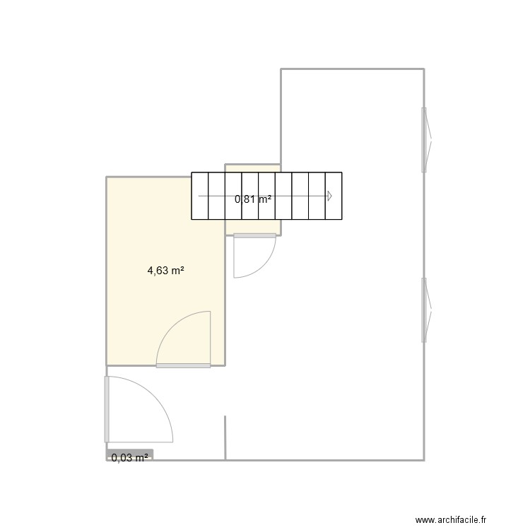 Prieuré. Plan de 3 pièces et 5 m2