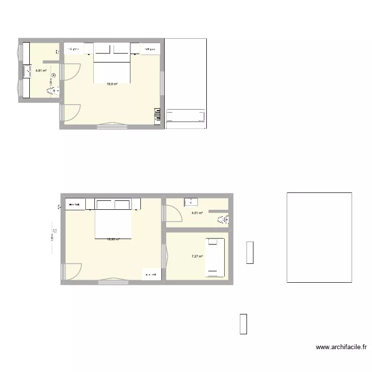 BUNGALOW 3 def. Plan de 5  et 54 m²