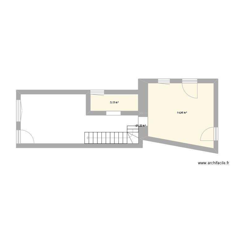 maison rdc. Plan de 1 pièce et 15 m2