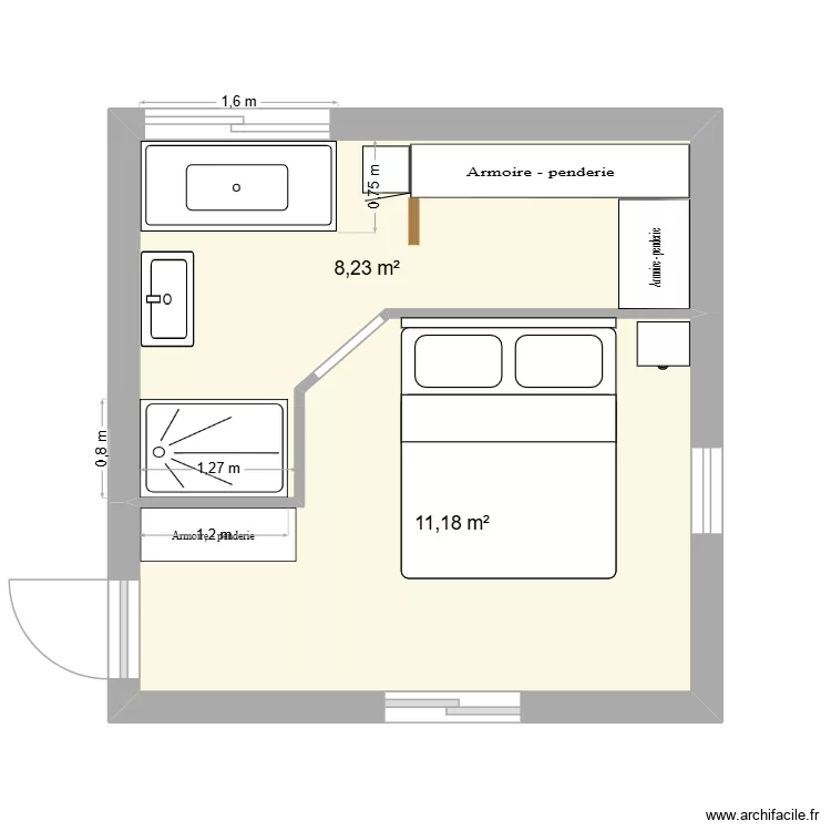 CHAMBRE PARENTALE5. Plan de 2 Pièces et 19 m² CHAMBRE PARENTALE5. Plan de 2 Pièces et 19 m²