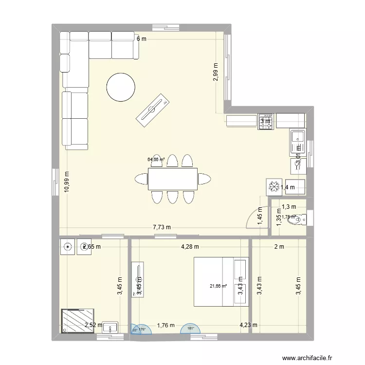 Jessy2. Plan de 3  et 88 m²