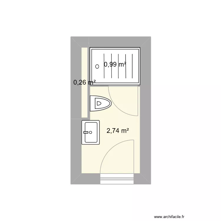 BENYAROU. Plan de 3  et 4 m²