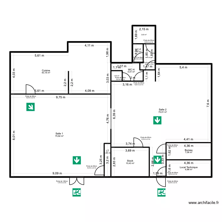 Plan d'Implantation L'Andalousia. Plan de 12  et 234 m²